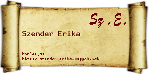 Szender Erika névjegykártya